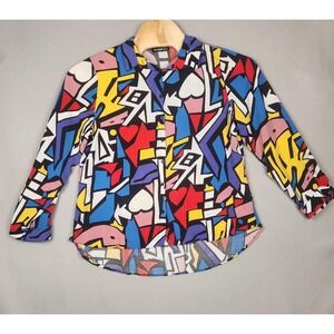 Big Dart Shirt Womens 24 EUR 52 Abstract Graphic Button‎ Up Top Colorful Viscose